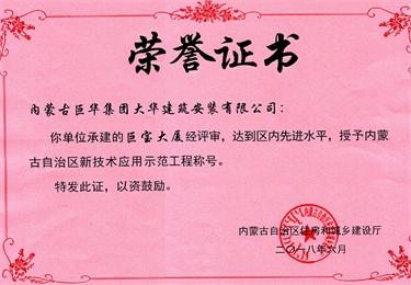 巨寶大廈項目授予自治區新支術應用示范工程